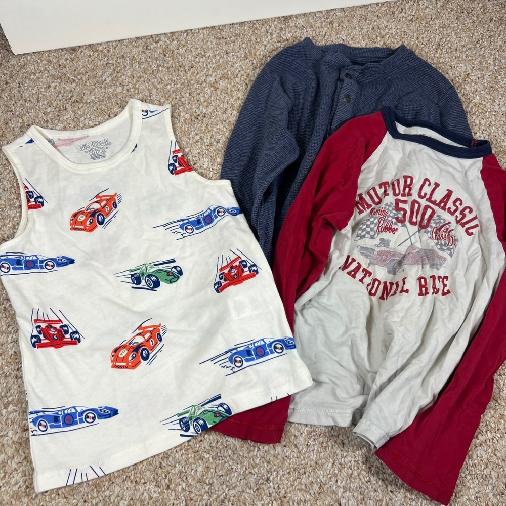 Boys Race Car Shirts Bundle Garanimals Tank Childrens Place Raglan Henley 5T S 4